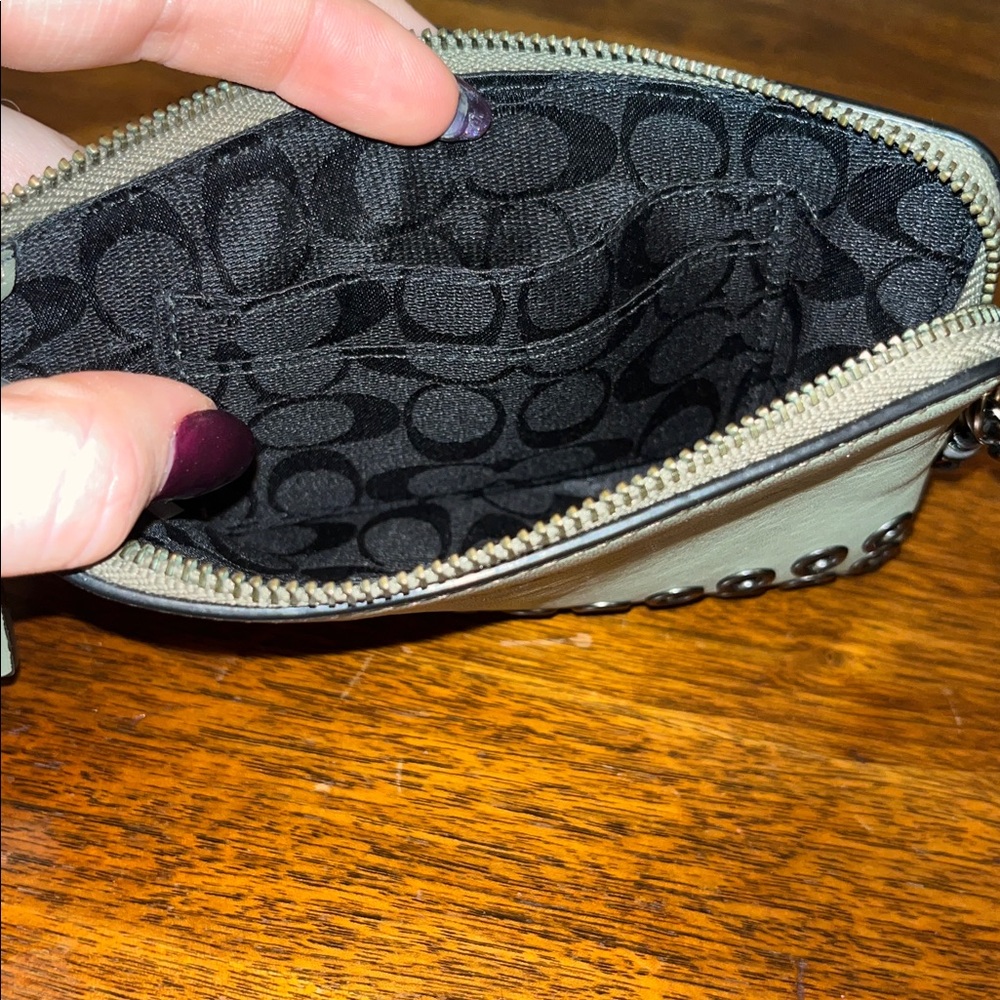 COACH Bleecker Leather Grommets Pouch Wristlet - Gray/Gunmetal F52116 - Picture 5 of 5